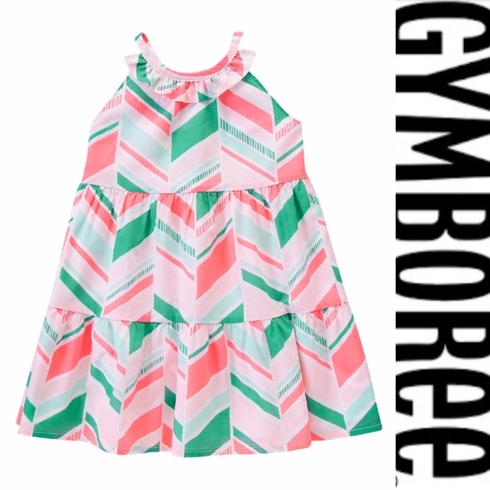 Gymboree Tiered Trapeze Dress Coral Mint‎ 7 NWT